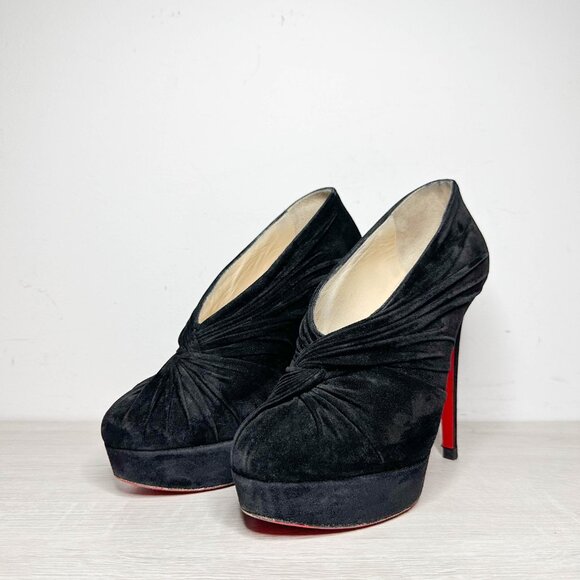 Louboutin Fastwist Black Suede Booties - Picture 2 of 10